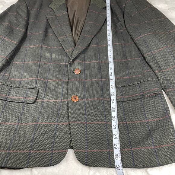 š„VTG HUGO BOSS 100% Virgin Wool Swiss Made Herringbone Plaid Mens Blazer 42R - Picture 16 of 17